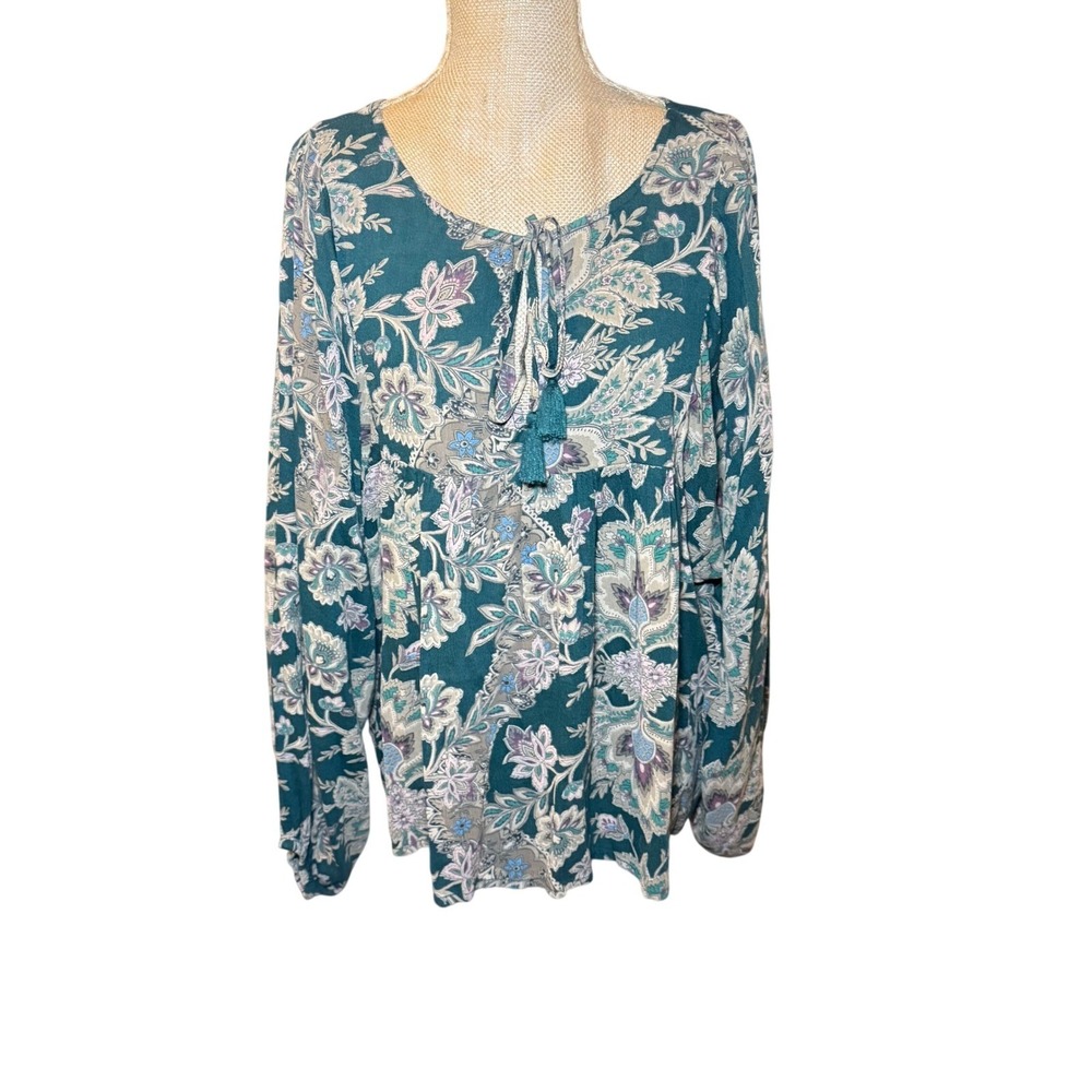 Denim & Supply Ralph Lauren Floral Paisley Tassel Peasant Blouse Boho Hippie M - Picture 7 of 9